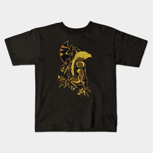 Gold sparta helmet Kids T-Shirt by Shapwac12